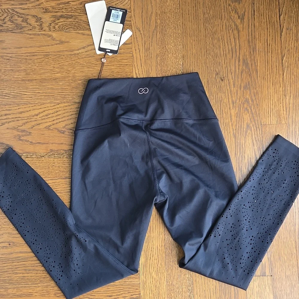 CALIA Power Sculpt Perforated 7/8 Leggings Pure Black Women’s Small NWT - Picture 3 of 11